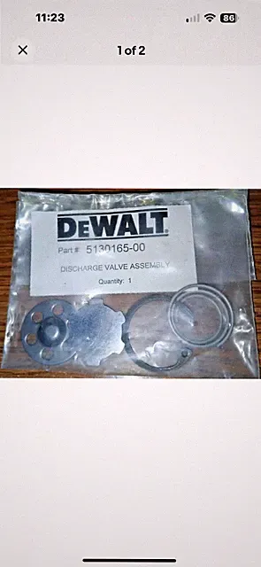 DEWALT 5130165-00 DISCHARGE VALVE ASSEMBLY